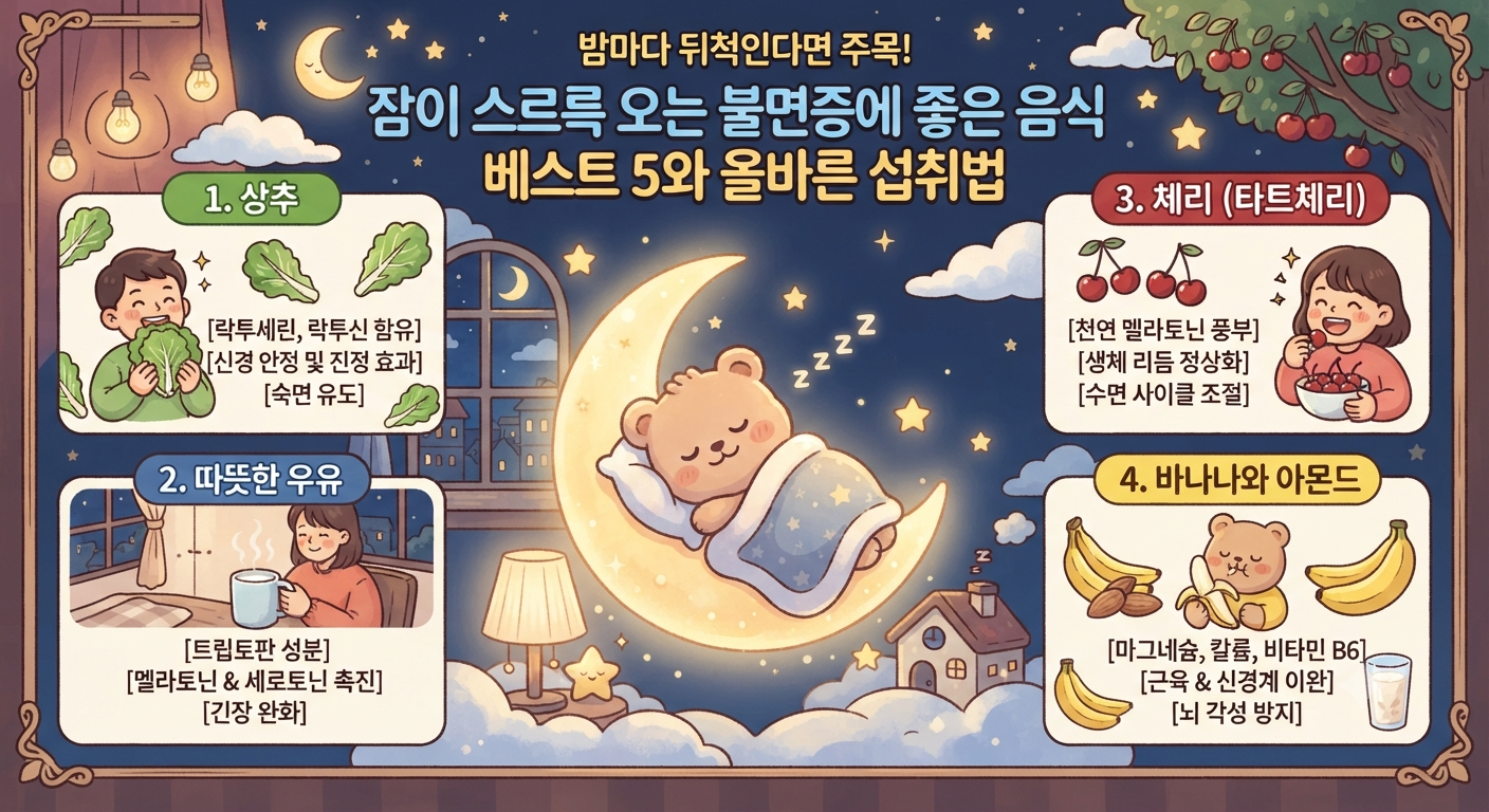 잠이 스르륵 오는 불면증에 좋은 음식