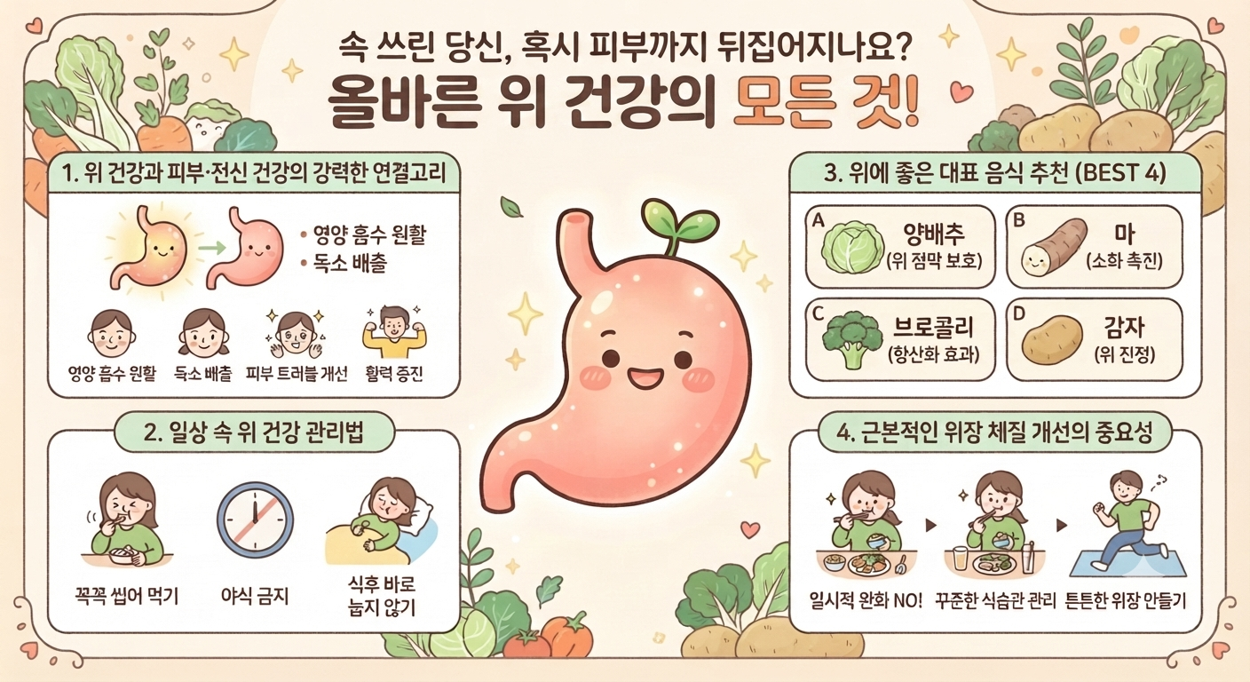속 쓰린 당신, 혹시 피부까지 뒤집어지나요? 올바른 위 건강의 모든 것!